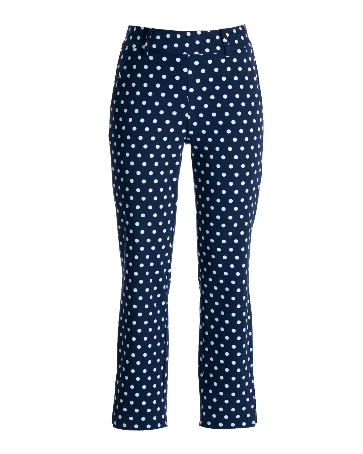 Newport Twill Polka Dot Print Pull On Cropped Pant - Navy/White | Boston Proper | Boston Proper