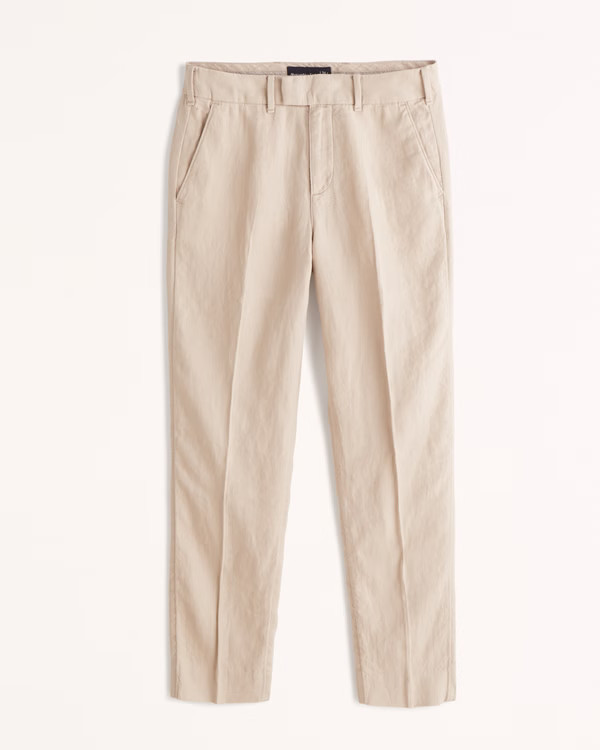 Straight Fit Linen Pant | Abercrombie & Fitch (US)