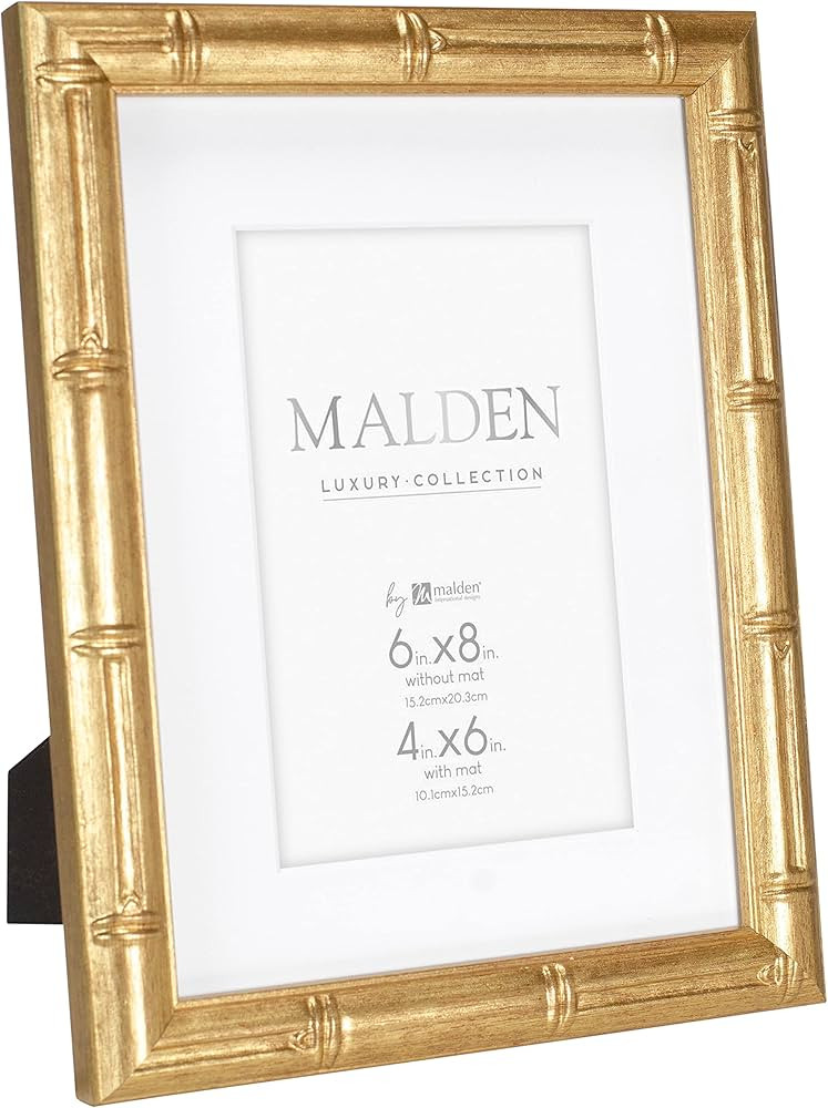 Malden International Designs 4x6 Matted Gold Bamboo PS Moulding Picture Frame Antique Gold Finish... | Amazon (US)