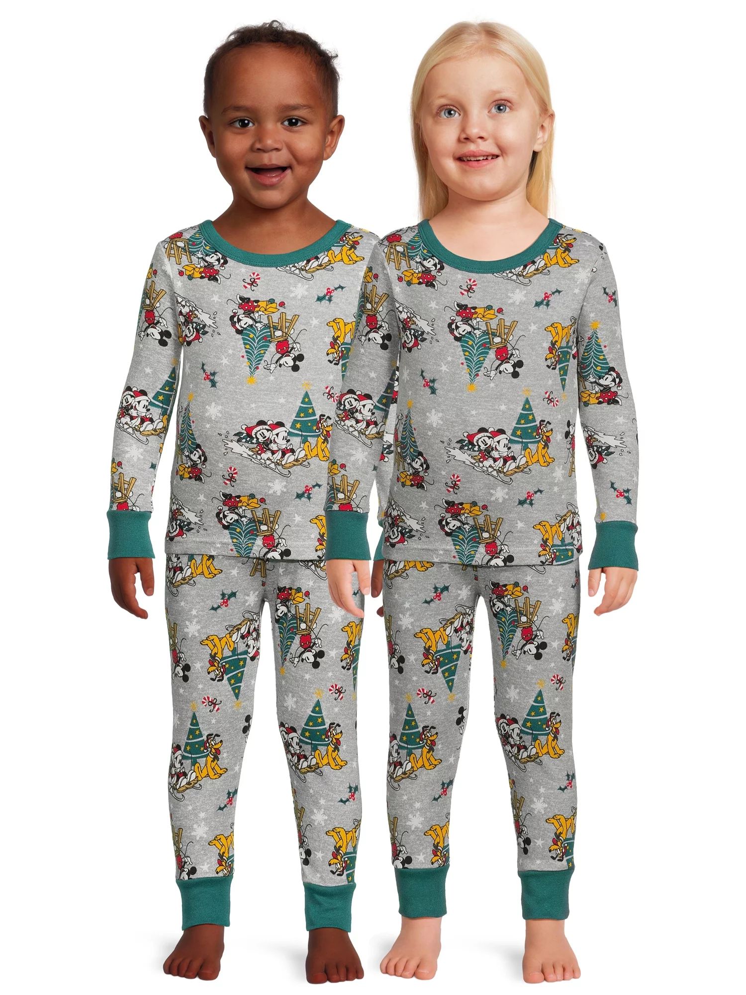 Disney Mickey Mouse Toddler Unisex Long Sleeve Top and Pants, 2-Piece Pajama Set, Sizes 12M-5T | Walmart (US)
