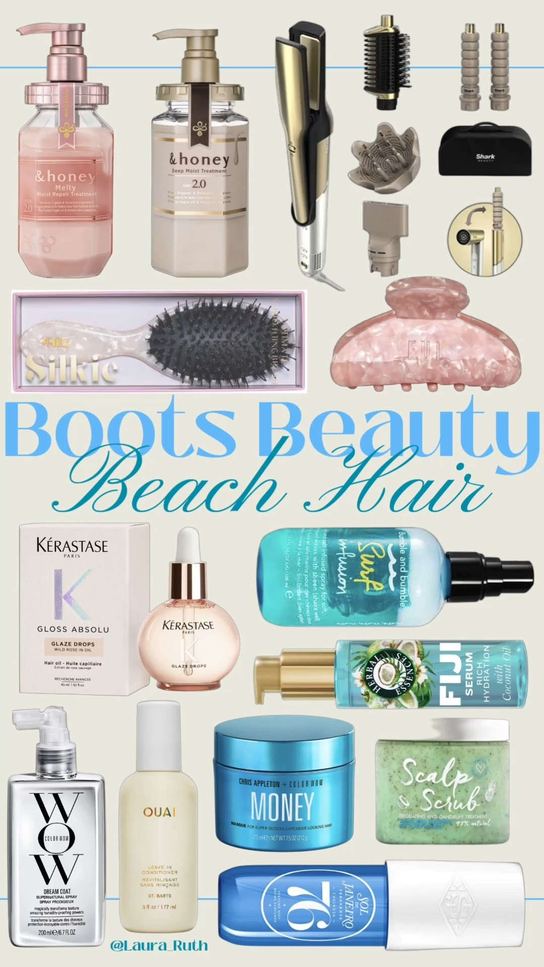 Your beach beauty checklist ✨🌊 Hydration, shine, smooth strands, effortless styling, and all the little extras that make holiday hair feel extra good. Shop my Boots Beauty favourites below! 🐚  

 #LTKtravel #LTKbeauty #LTKxBoots