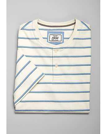 1905 Collection Tailored Fit Stripe Short Sleeve Henley T-Shirt | Jos. A. Bank