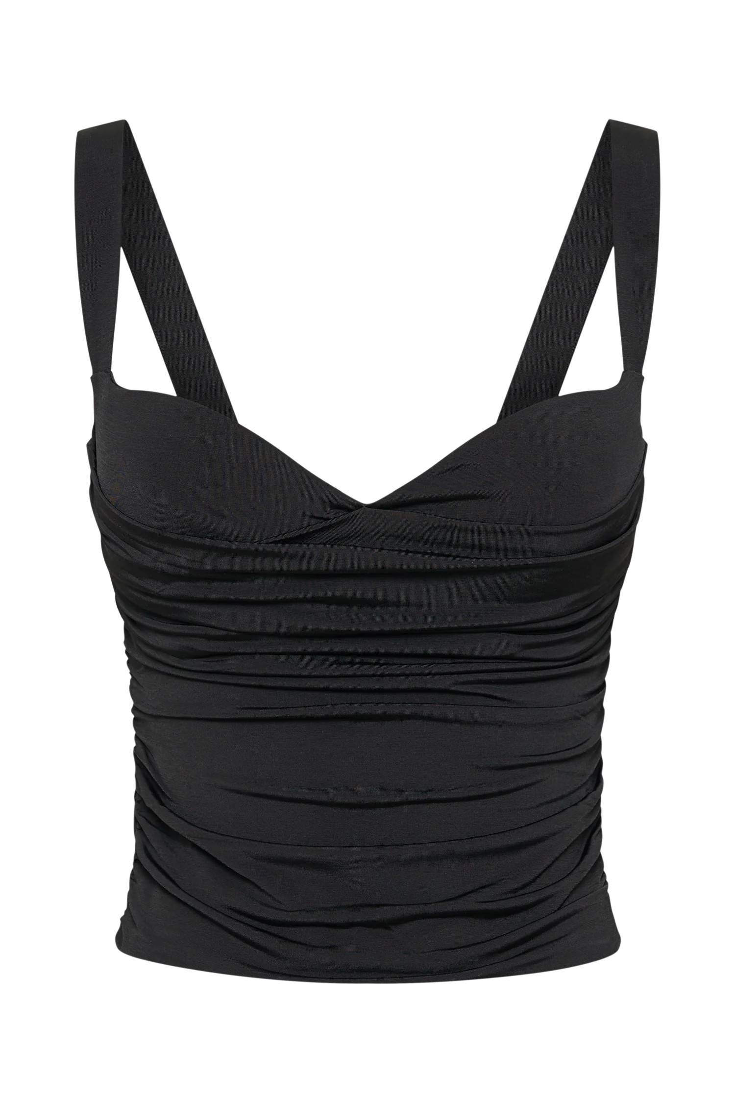 Hailey Slinky Long Line Sweetheart Top - Black | MESHKI US