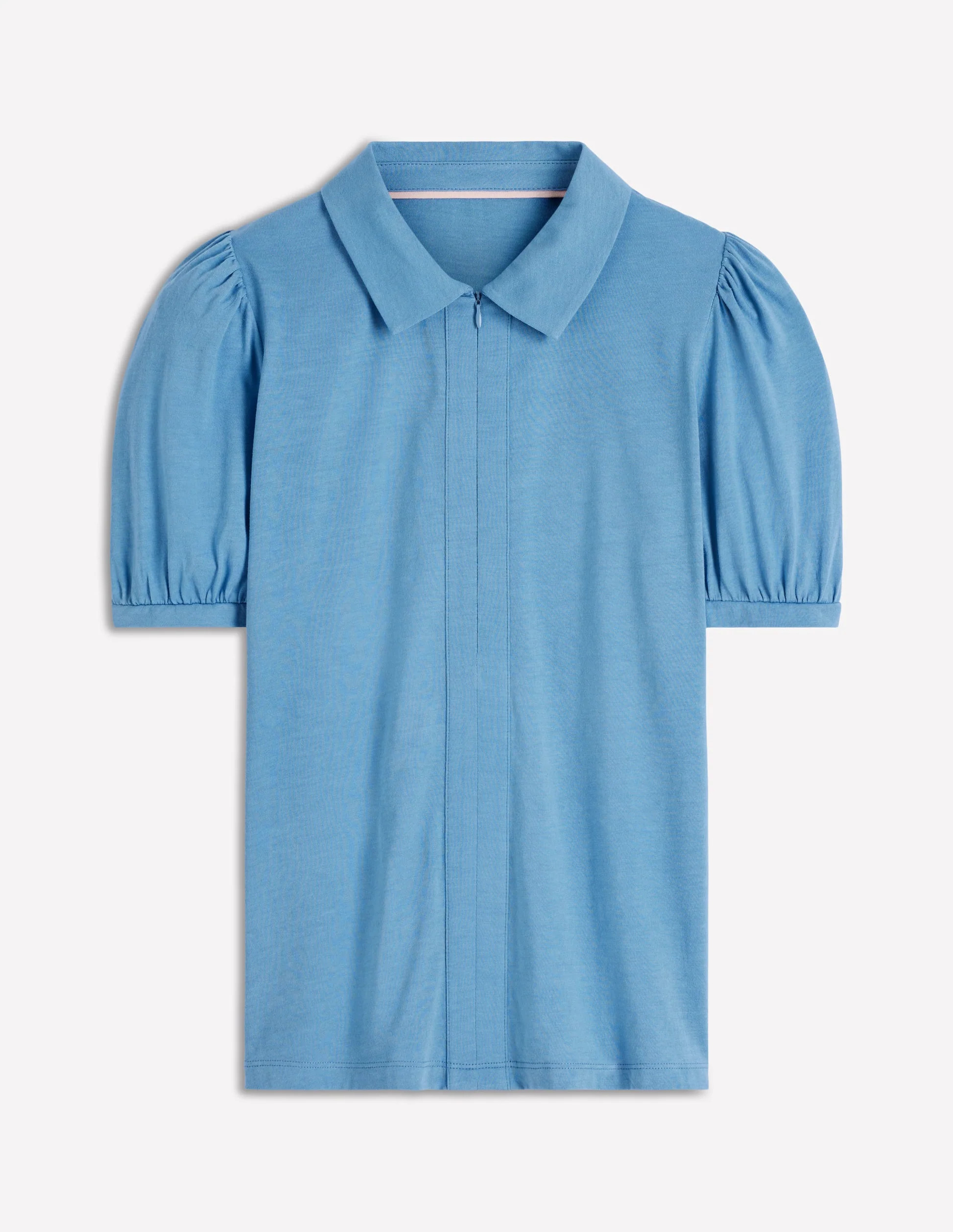Short Sleeve Zip Collar Top-Silver Lake | Boden (US)