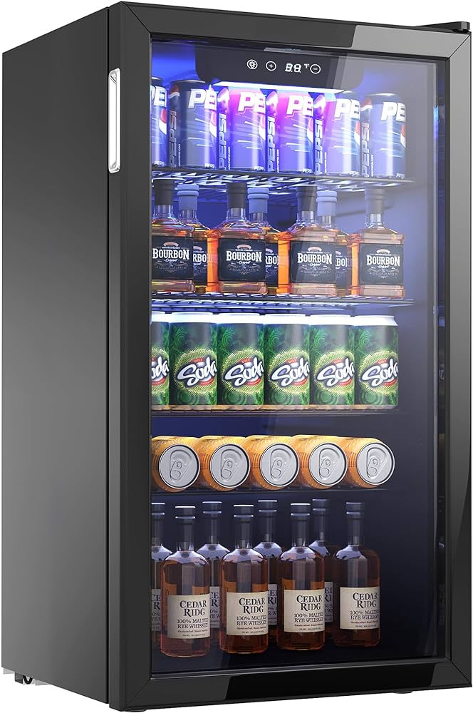Beverage Refrigerator Cooler - 126 Can Mini Fridge with Glass Door for Soda Beer, Wine, Beverage ... | Amazon (US)