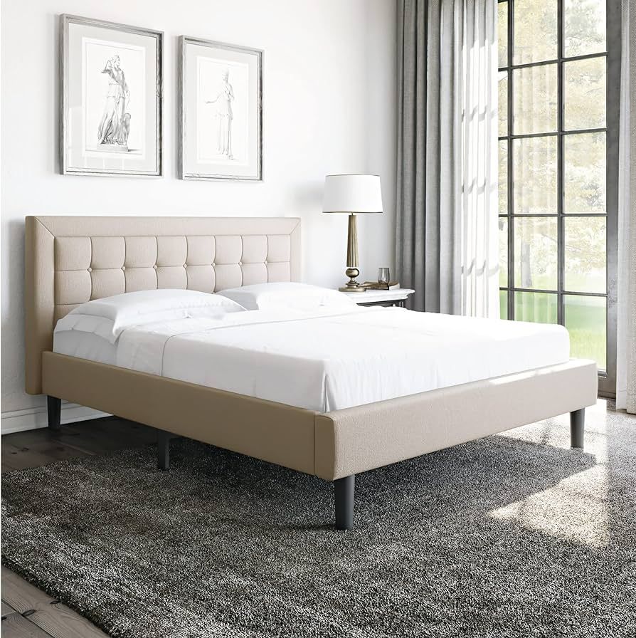 Classic Brands Mornington Upholstered Platform Bed | Headboard and Metal Frame with Wood Slat Sup... | Amazon (US)