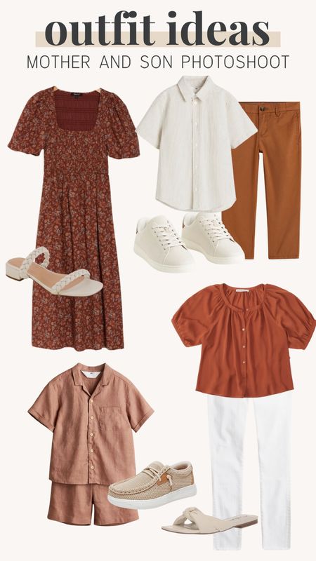 Mother and son photo shoot outfit ideas, dress, women’s shoes Madewell women’s, kids outfits, boys outfits, rust and white, toddler outfit ideas

#LTKstyletip #LTKkids #LTKSeasonal