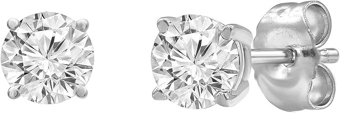 1.00 to 6.50 Carat Diamond, Stylish Prong Set 14K White Gold Round-cut Diamond Stud Earring (J,VS... | Amazon (US)