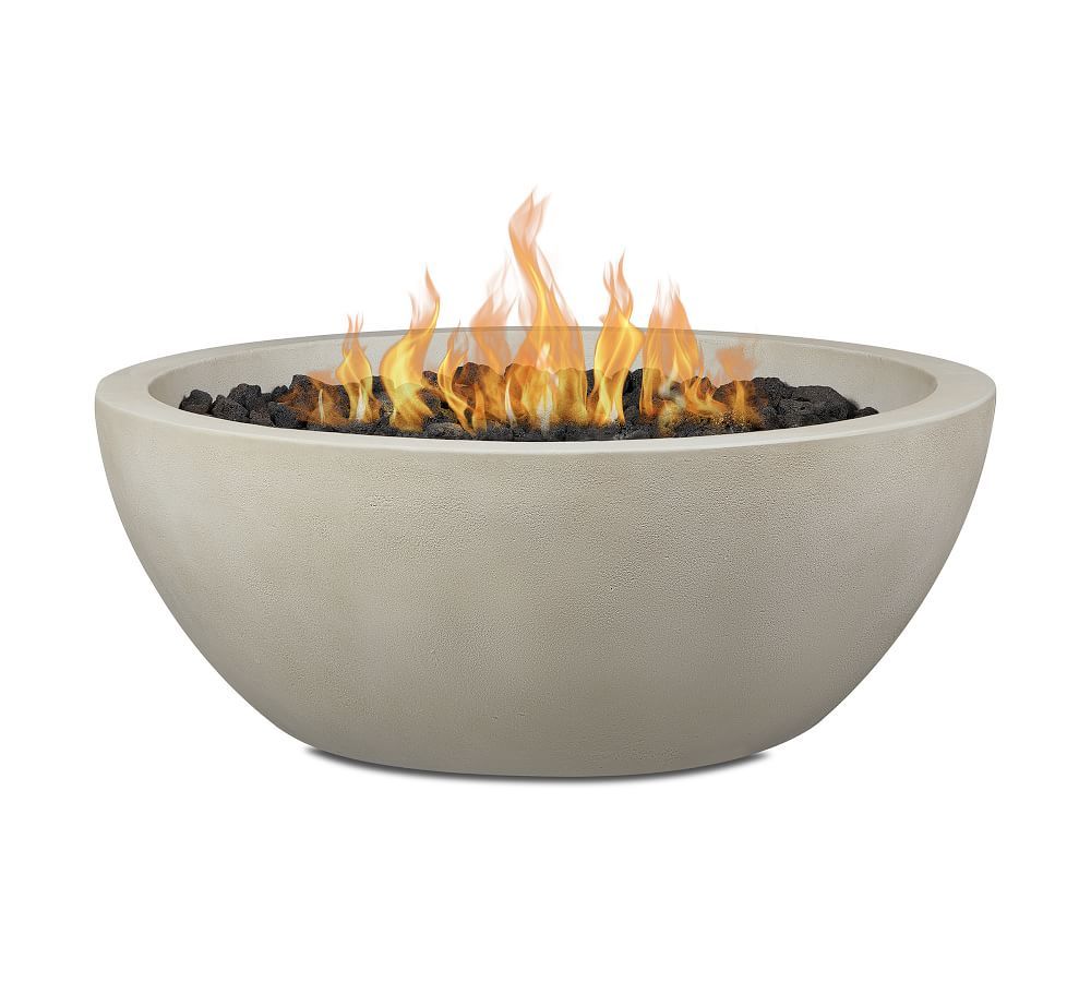 Nerissa Concrete 38" Round Propane Fire Pit Table, Fog | Pottery Barn (US)