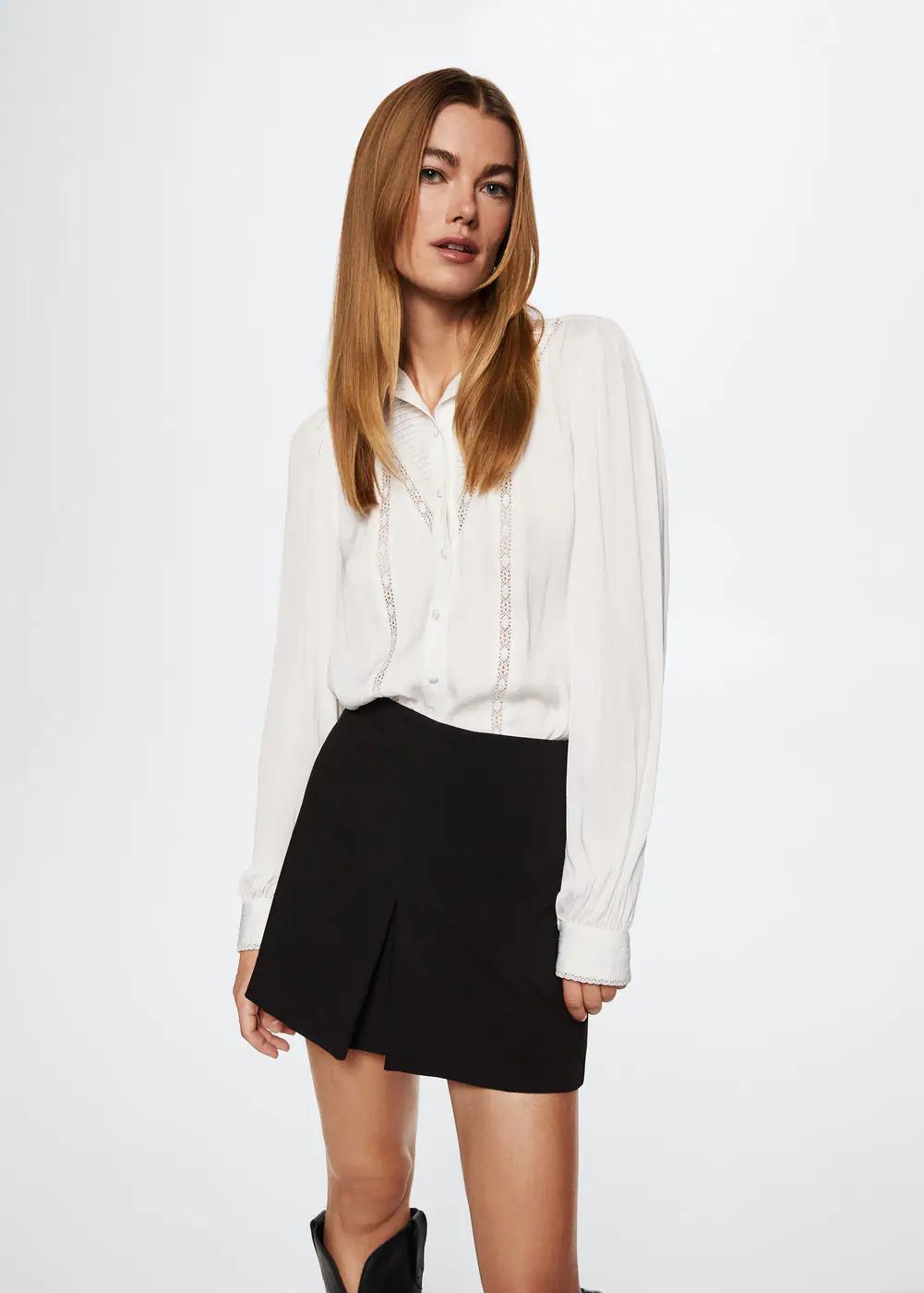 Blouse with lace detail | MANGO (US)