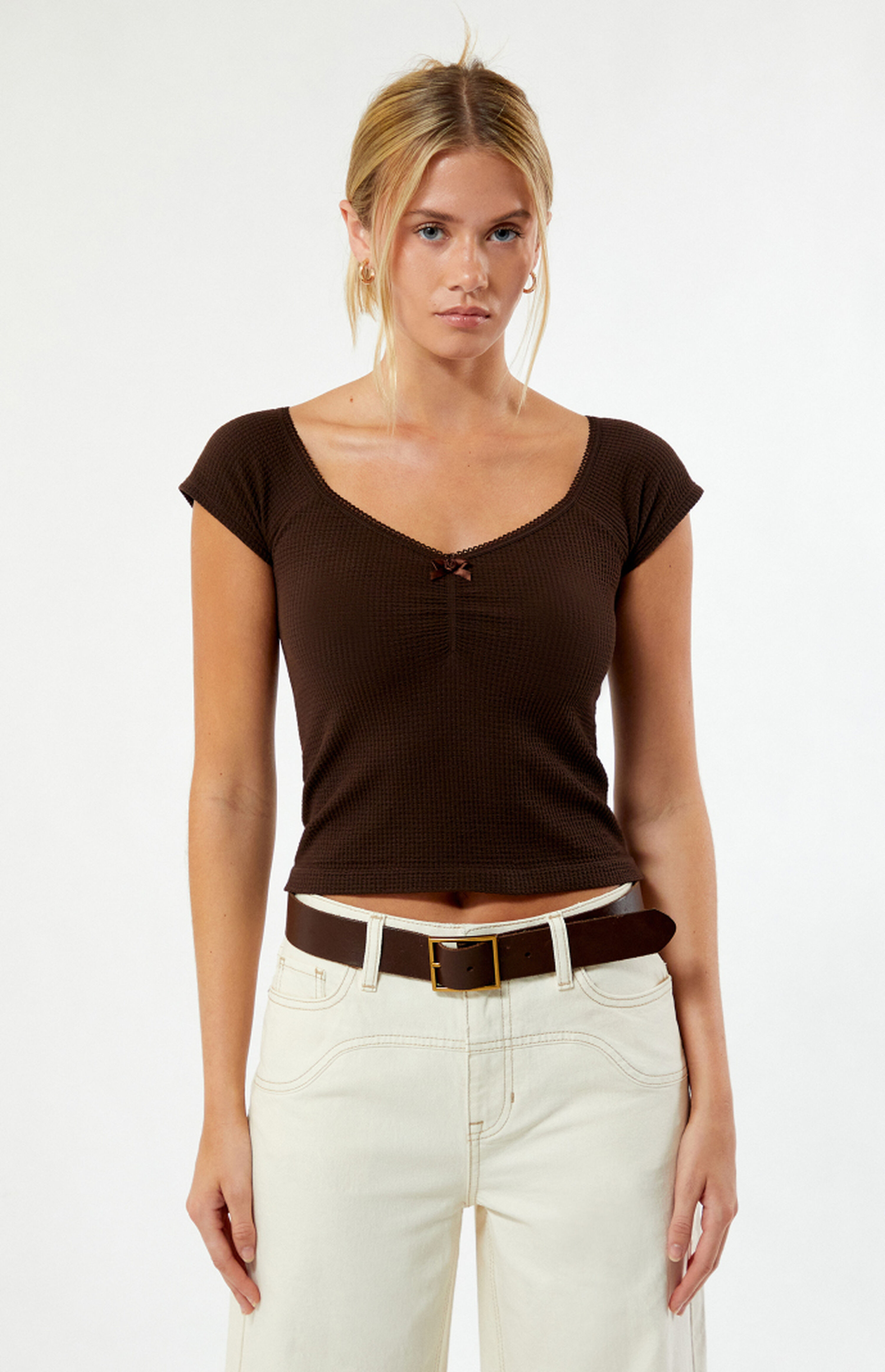 Contour Seamless Waffle Knit Cinched Top | PacSun