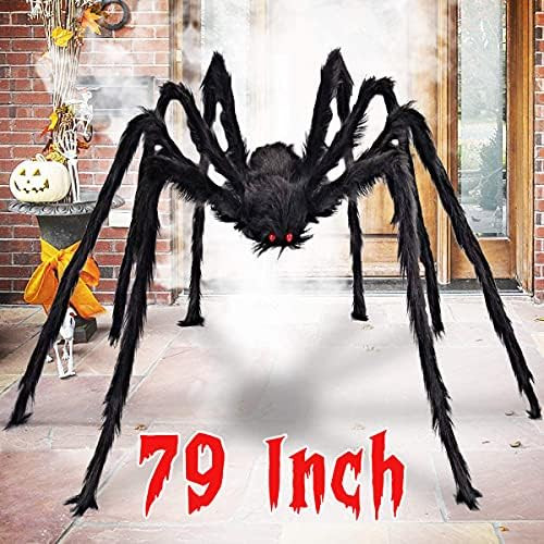 Amazon.com: Aiduy 79 Inch Outdoor Halloween Decorations Scary Giant Spider Fake Large Spider Hair... | Amazon (US)