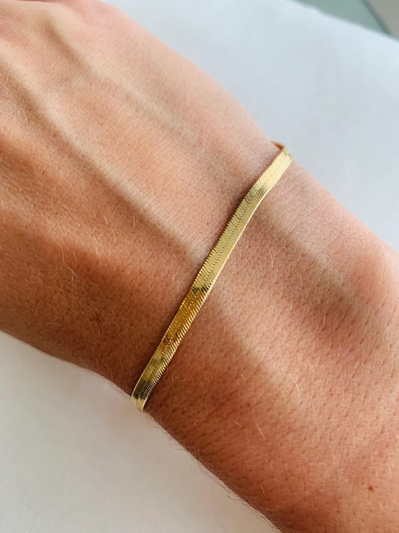 Herringbone Bracelet Gold Filled Bracelet Delicate Bracelet | Etsy | Etsy (US)