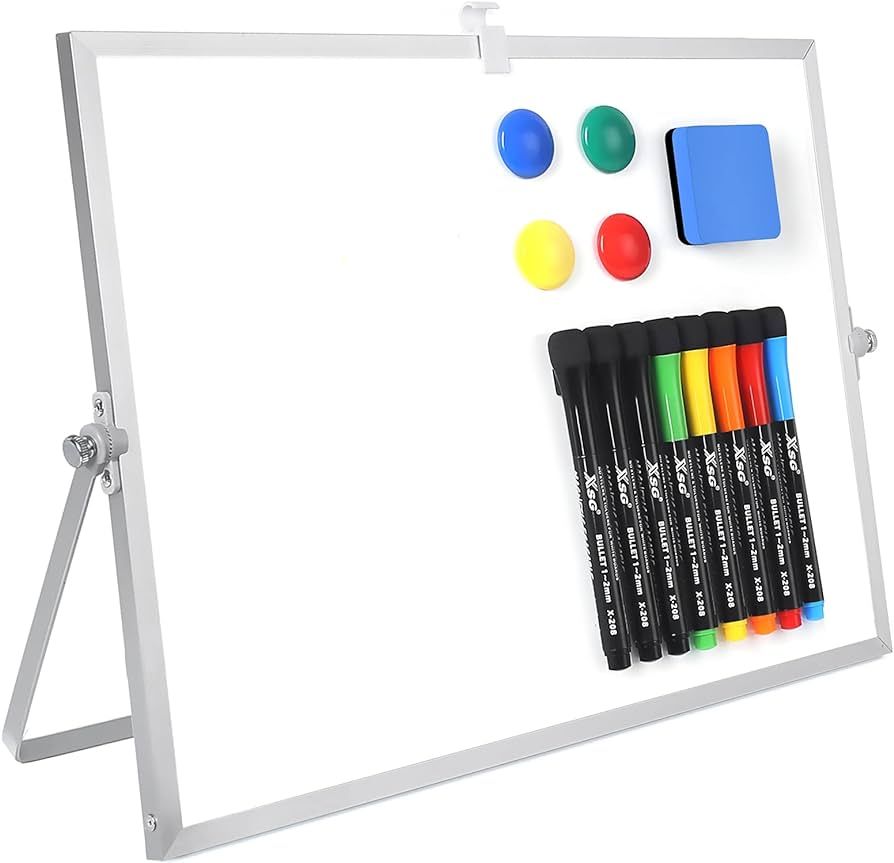 Dry Erase White Board - 12''x16'' Magnetic Desktop Whiteboard with Stand, 8 Markers, 4 Magnets, 1... | Amazon (US)