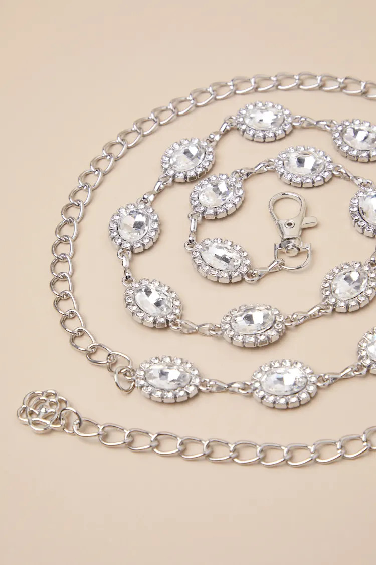 Brilliant Addition Silver Rhinestone Chain Belt | Lulus