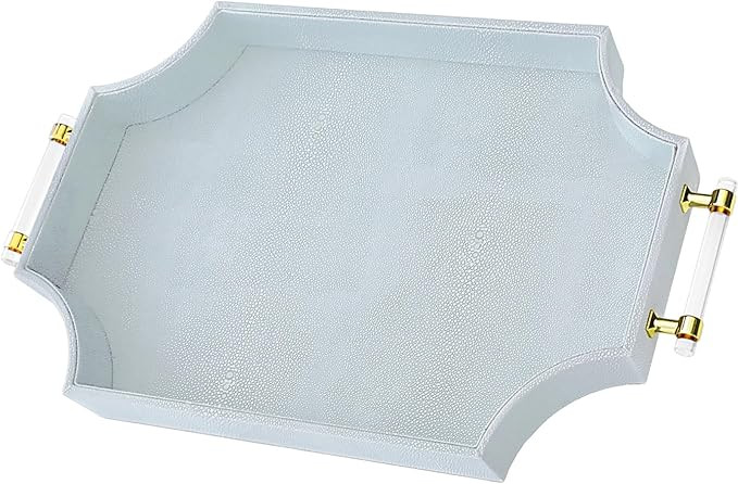 22.6'' × 13'' Coffee Table Tray Shagreen Decorative Tray for Ottoman Home Decor Serving Tray wit... | Amazon (US)