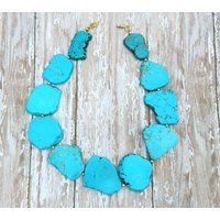 Chunky Turquoise Necklace, Turquoise Statement Necklace, Gold Turquoise, Turquoise Bead Necklace, Western Necklace, Southwest Jewelry | Etsy (US)