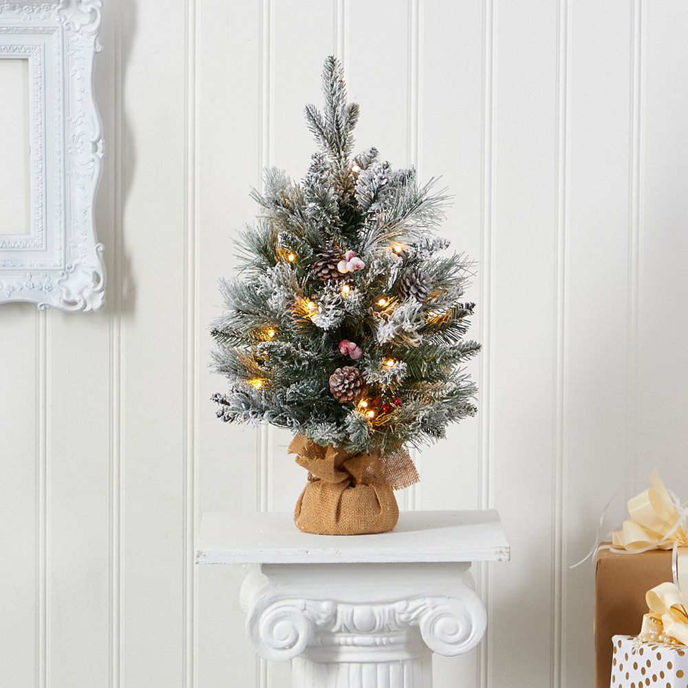 Flocked Tabletop Faux Christmas Tree - 2' | Pottery Barn Teen