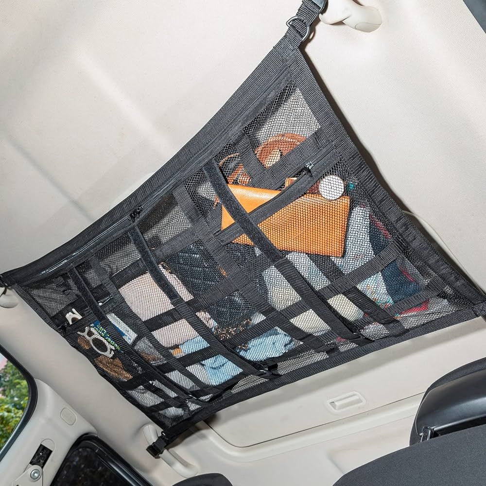 Car Ceiling Cargo Net Pocket Storage Net,29.5"x19.7" Adjustable D-Buckle to Reduce Sagging Car Ro... | Amazon (US)