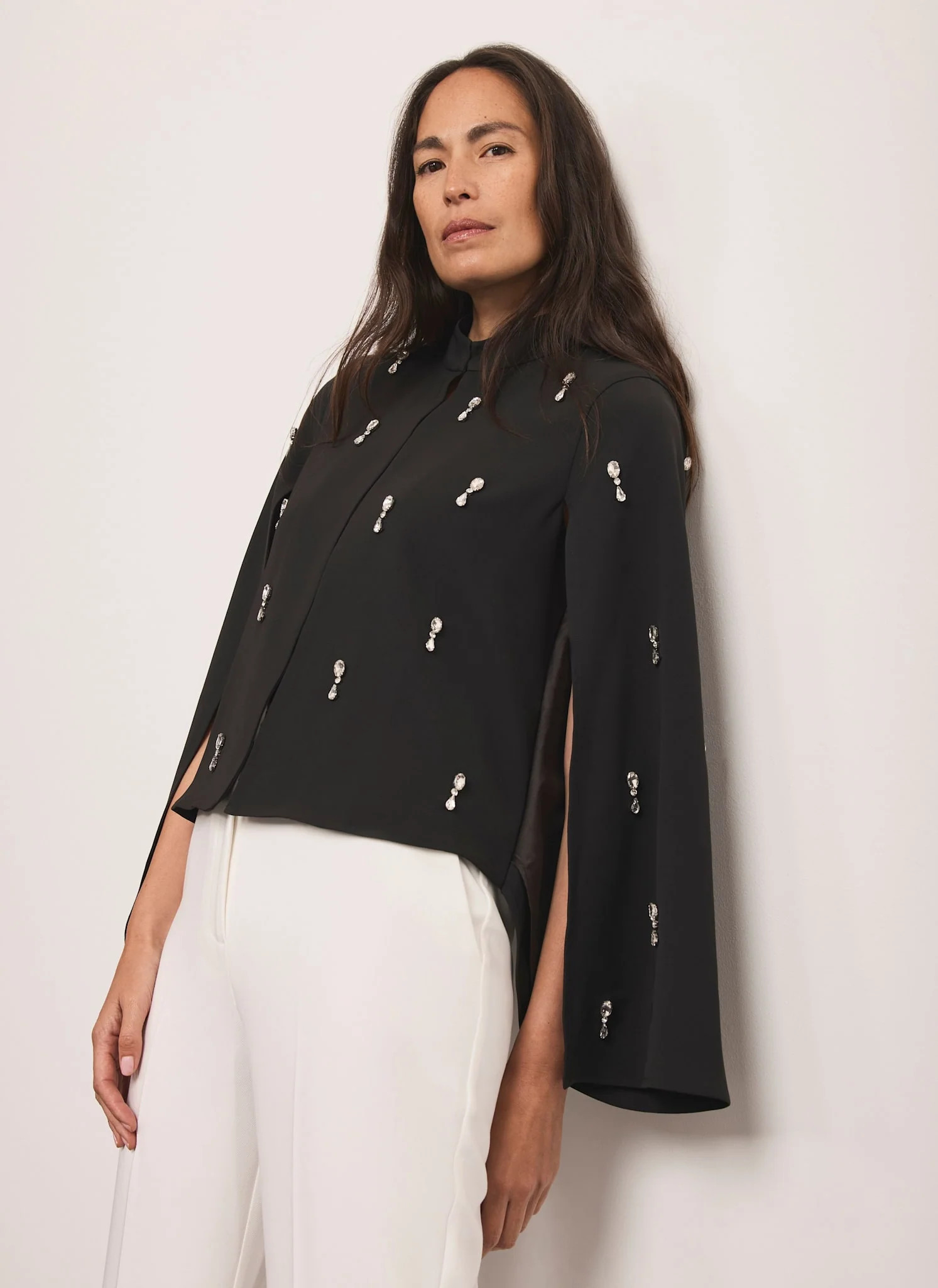 Black Embellished Cape Top | Mint Velvet