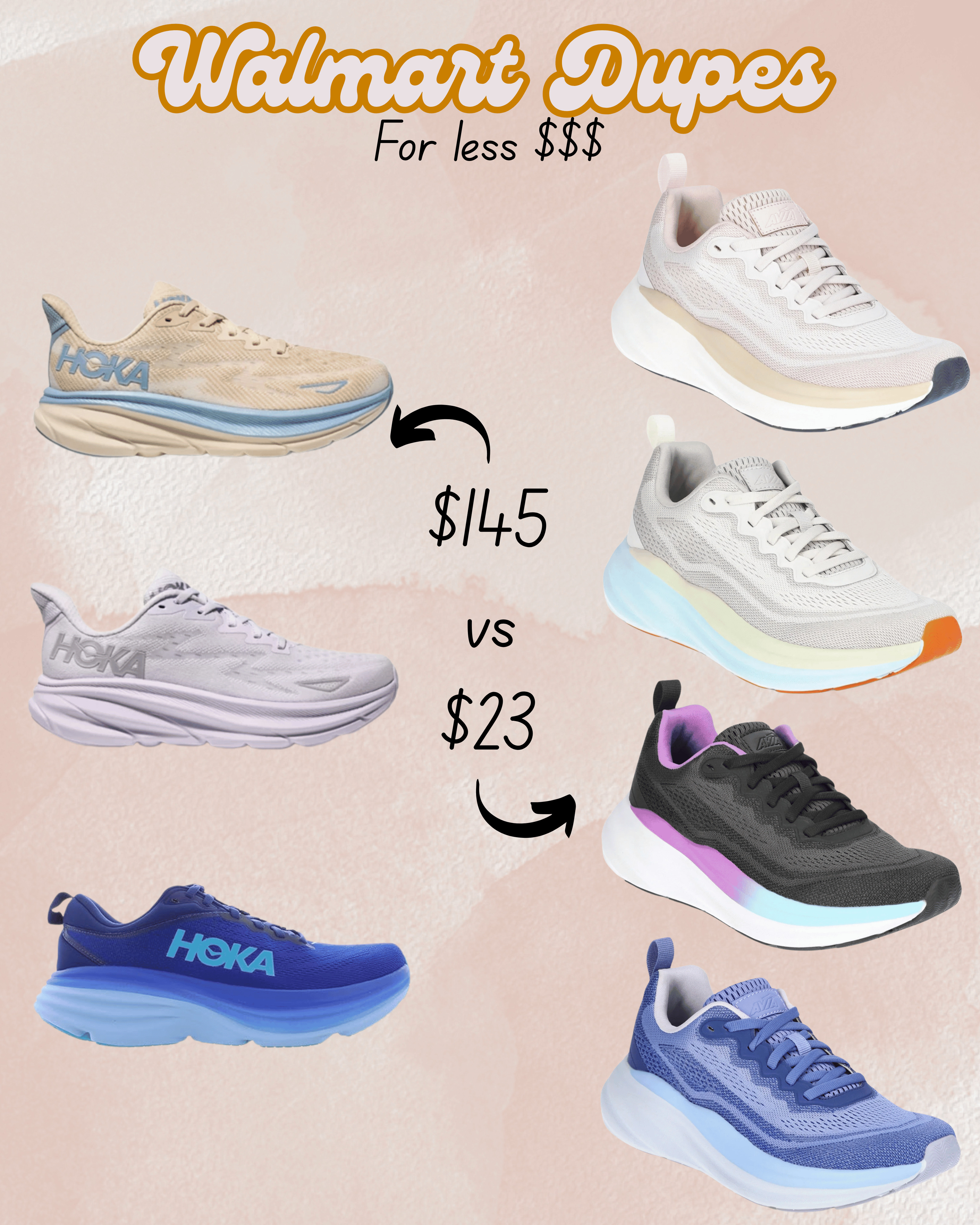 Check out these H0k@ dupes at Walmart! They even offer them in wide width.  I love a good pair of affordable sneakers for my workouts. 

#walmartfinds #walmartdupes 

 

#LTKActive #LTKFindsUnder50 #LTKFitness