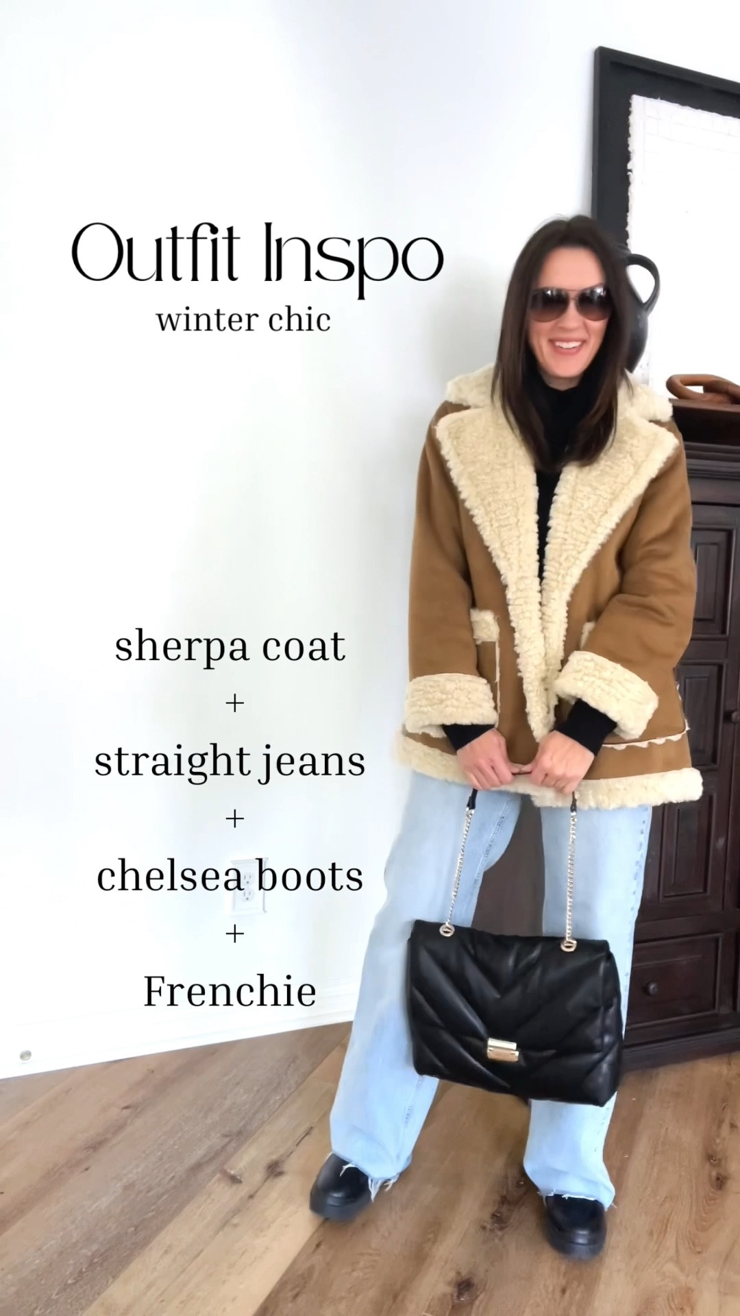 Outfit inspo-winter chic!

Double faced jacket-linking similar
Turtleneck-Gap, wearing small
Jeans-Zara, linked on IG
Boots-Blondo, tts
Frenchie-my grand baby ❤️

Winter look | winter coat | Zara jeans | straight leg jeans | fitted turtleneck | black belt | black bootie | chelsea boot | Raybans

#LTKstyletip #LTKunder50 #LTKunder100