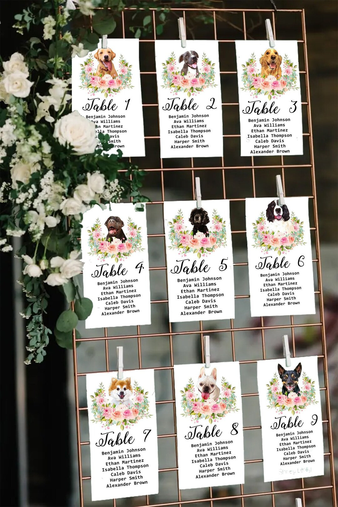 Seating Chart Sign Wedding Dog Sign Wedding Reception Table Numbers With Pet Wedding Welcome Sign... | Etsy (US)