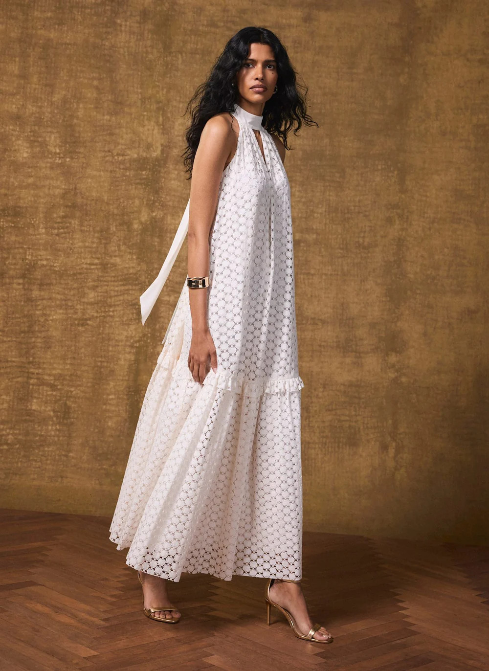 White Lace Disc Midi Dress | Mint Velvet