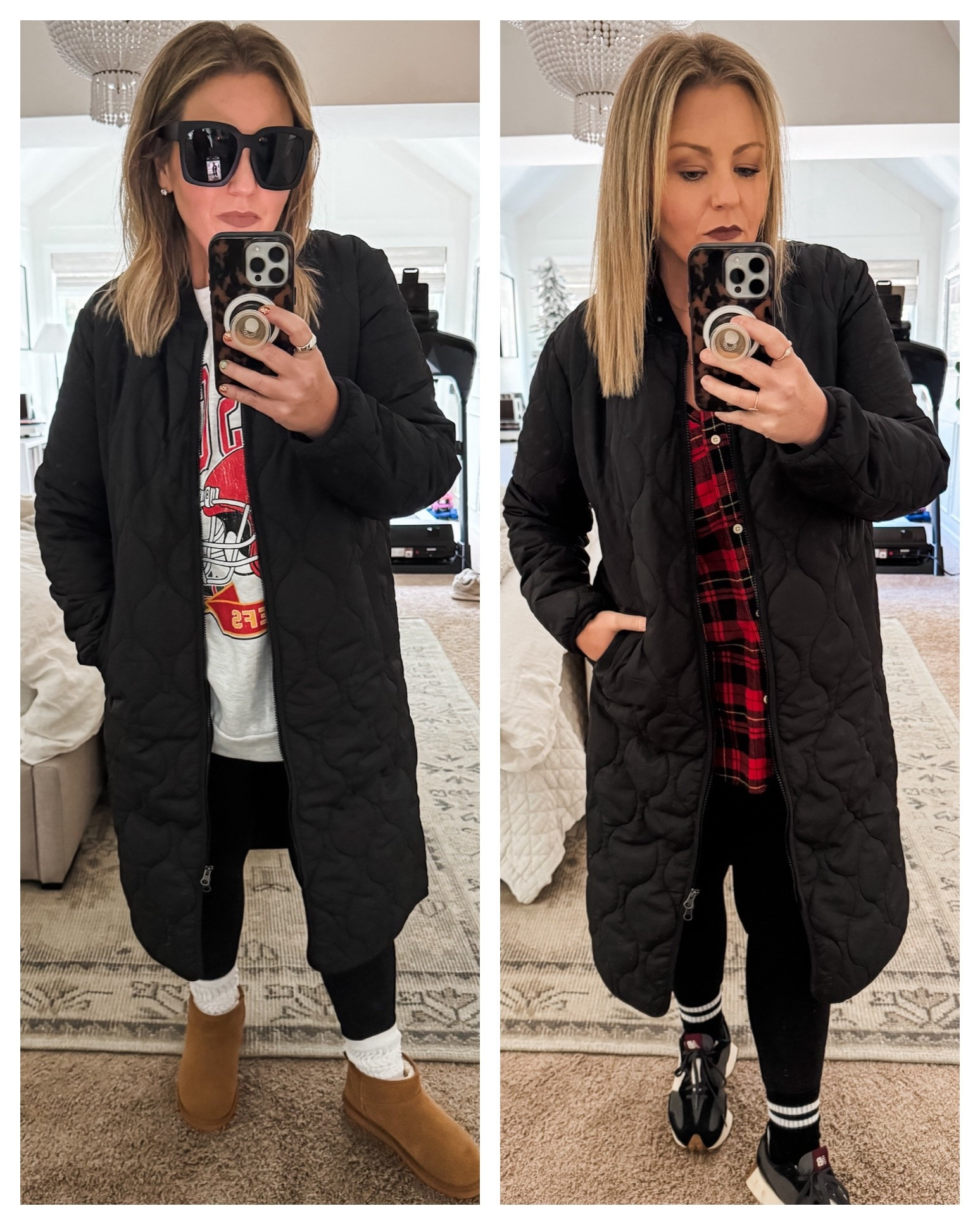 This long quilted jacket is incredible — so versatile, warm, and can be dressed up or down. I love that the collar is a straight bomber style to allow for more large sweater necks and easily fits hoodies! Fits TTS — I’m 5’3” and wearing a medium. 

#LTKOver40 #LTKSeasonal #LTKTravel