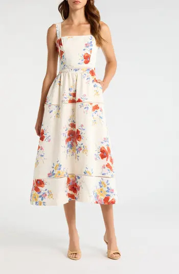 Reformation Everett Floral Print Linen Dress | Nordstrom | Nordstrom