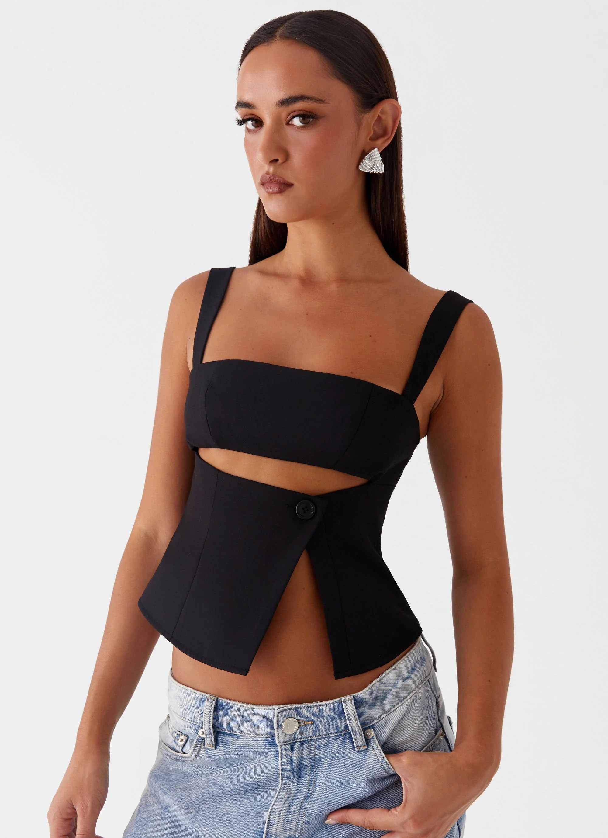 Pia Cut Out Top - Black | Peppermayo (Global)