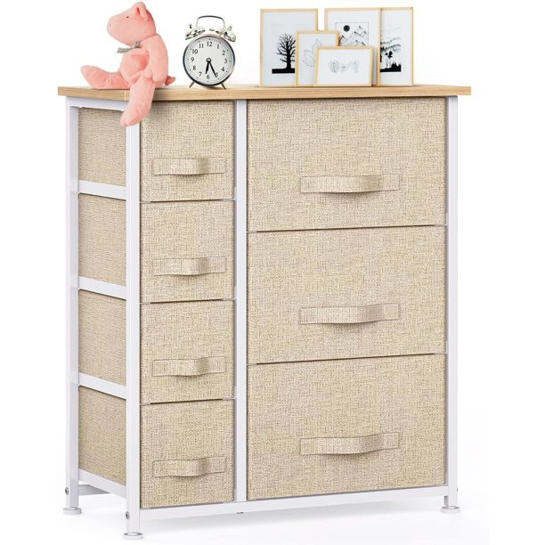 Fabric Dresser Storage Tower 7 Drawer , Dresser Chest with Wood Top and Easy Pull Handle, Organiz... | Walmart (US)
