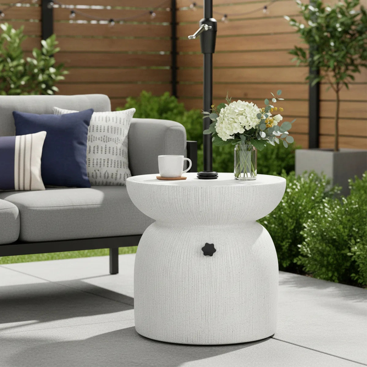 Mararo Outdoor Modern Sculptural Durable MGO Umbrella Base with Sand-Filling Design | Wayfair North America