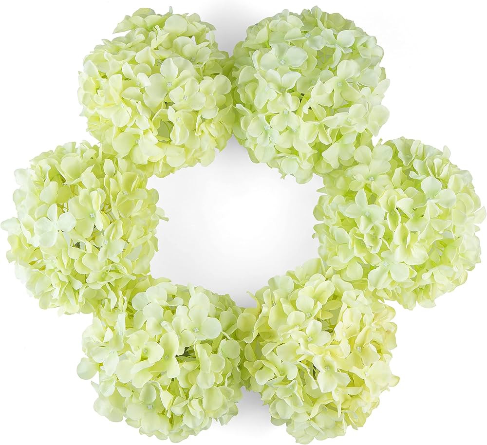 DuHouse Artificial Bigger Silk Hydrangea Flower Heads with Stem Fake Green Hydrangea Flowers for ... | Amazon (US)