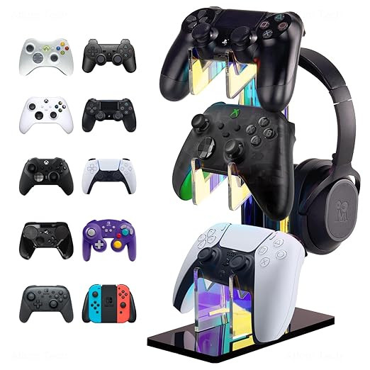 NiHome Iridescent Acrylic Multi-Tier Universal Game Controller Headset Holder Stand for PS5 Xbox ... | Amazon (US)