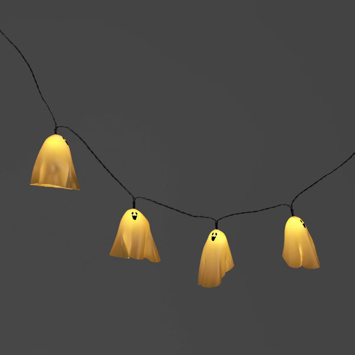 20ct Fabric Happy Ghost Halloween Indoor Outdoor Novelty String Lights with Warm White LEDs - Hyd... | Target