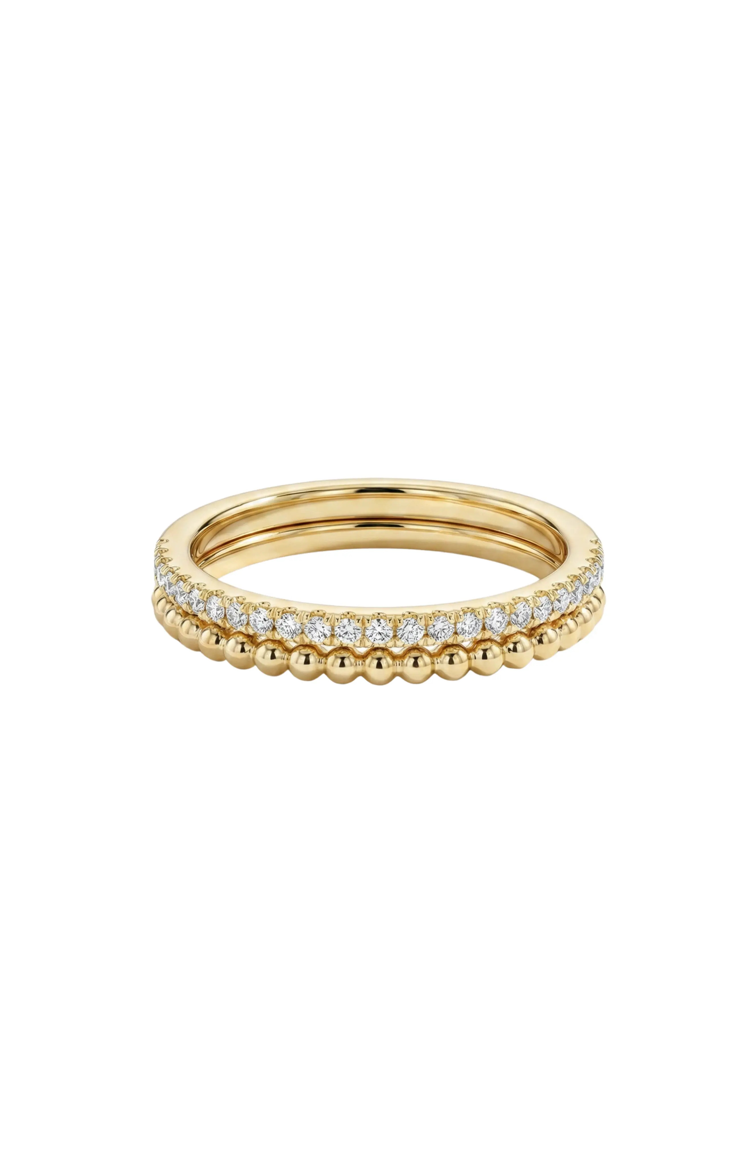 Bezel Set Cubic Zirconia & Milgrain Ring Set (Women) | Nordstrom | Nordstrom