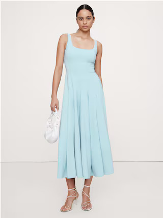 Stretch-Sateen Square-Neck Long Midi Dress | Banana Republic (US)