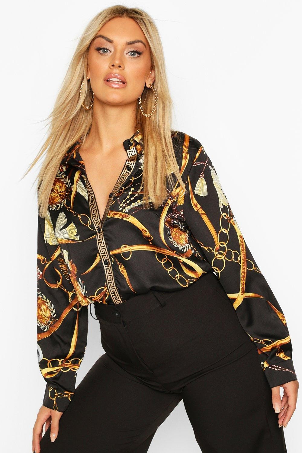 Womens Plus Chain Print Shirt - Black - 18 | Boohoo.com (US & CA)