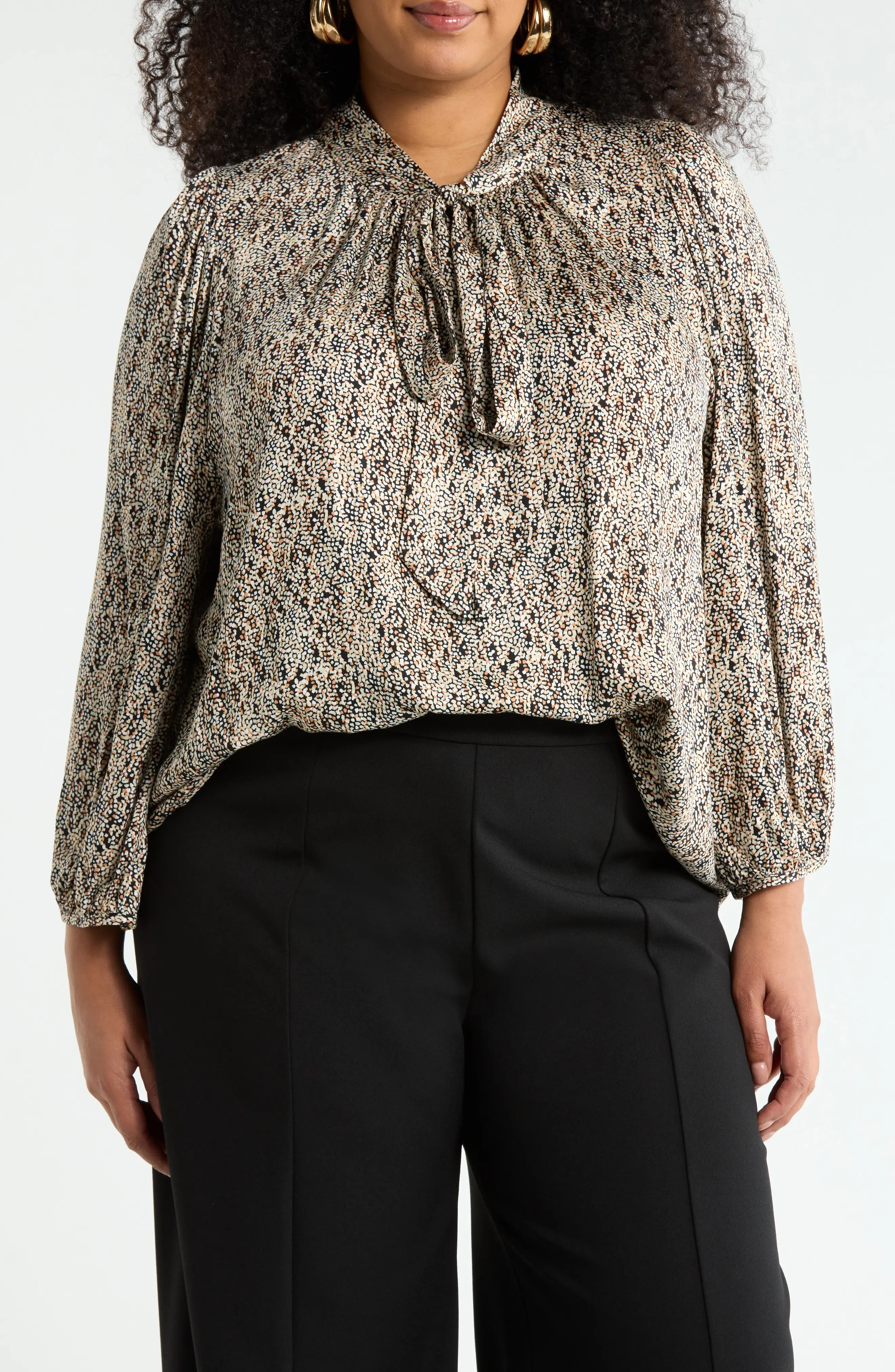 Renee C Tie Neck Long Sleeve Top in Black at Nordstrom Rack, Size 3 X | Nordstrom Rack