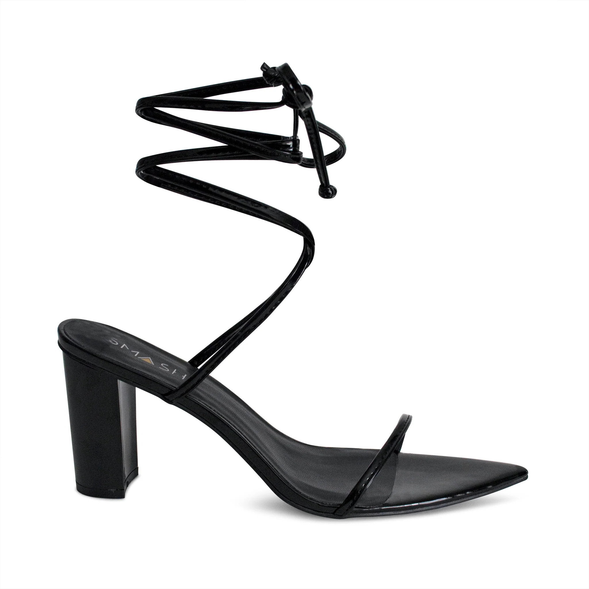 Onyx | Wrap-Up Block Heel Sandals | Tie-Up Heels for Large Shoe Sizes (10-14) in Black & White | Smash Shoes