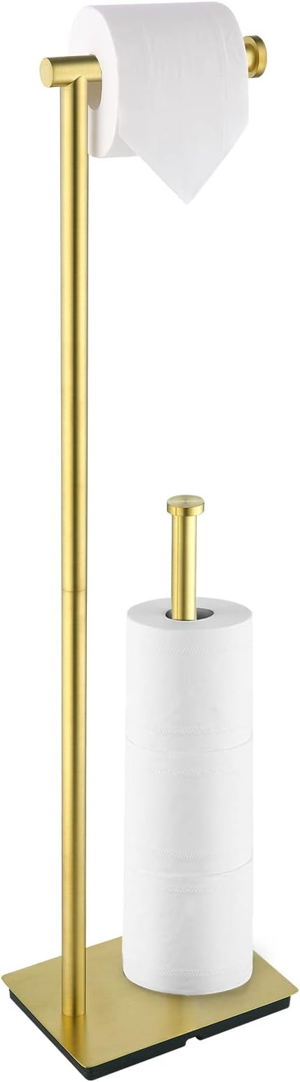 KES Free Standing Bathroom Gold Toilet Paper Roll Holder, Toilet Paper Holder Stand with Storage ... | Amazon (US)