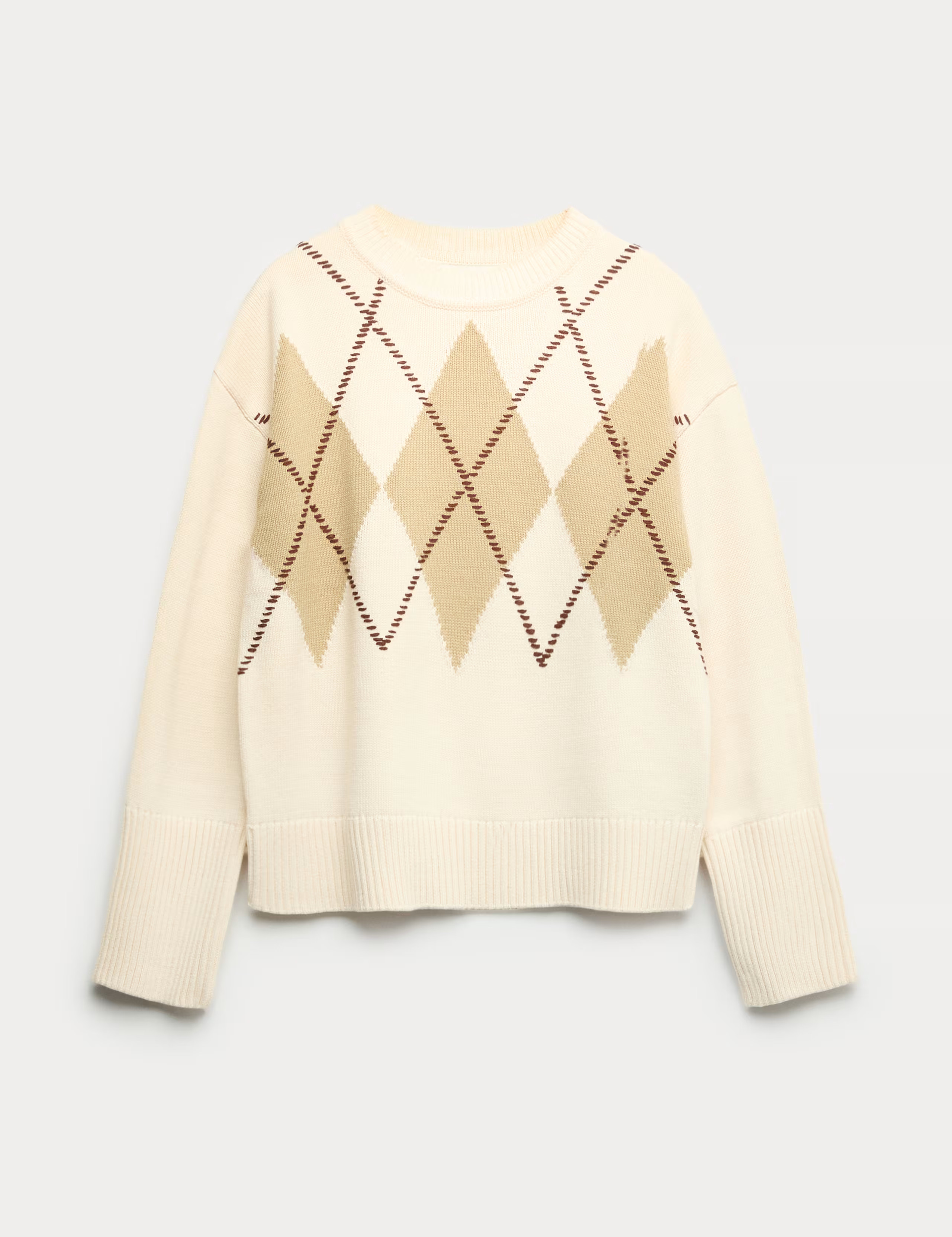 Cotton Rich Argyle Crew Neck Jumper | Marks & Spencer (UK)