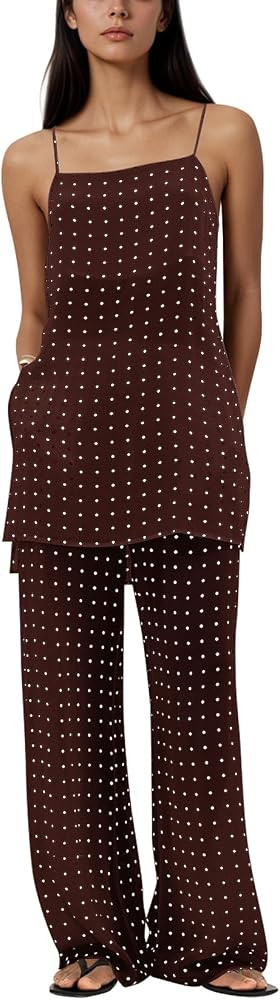 calbatic Polka Dot 2 Piece Sets for Women Summer Camisole and Pants Lounge Sets Vacation Resort T... | Amazon (US)