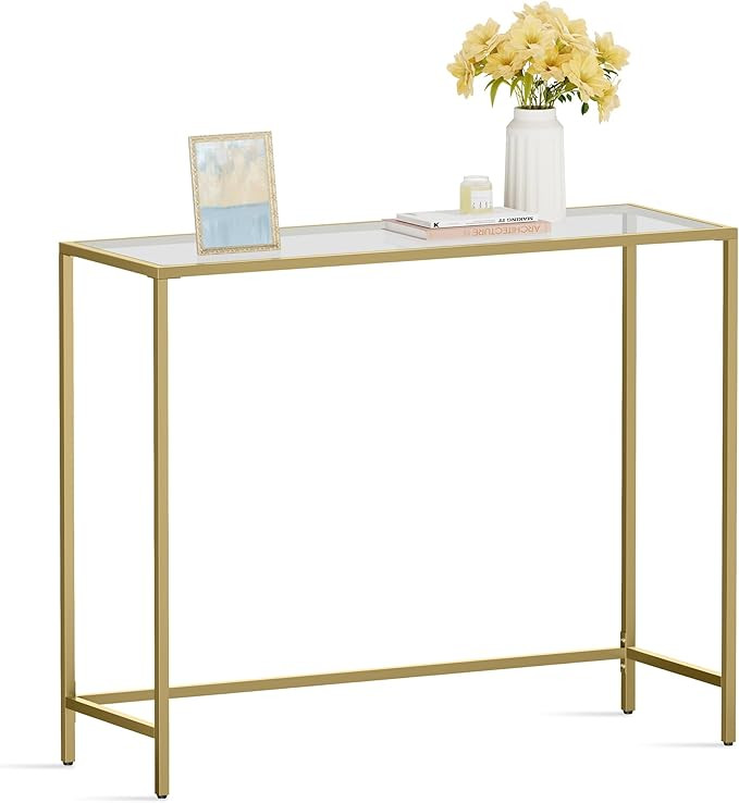 VASAGLE 39.4 Inches Console Table, Tempered Glass Sofa Table, Modern Entryway Table, Metal Frame,... | Amazon (US)