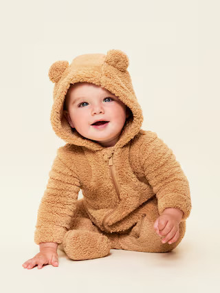 Hooded Critter Footed Sherpa One-Piece for Baby | Old Navy (US)