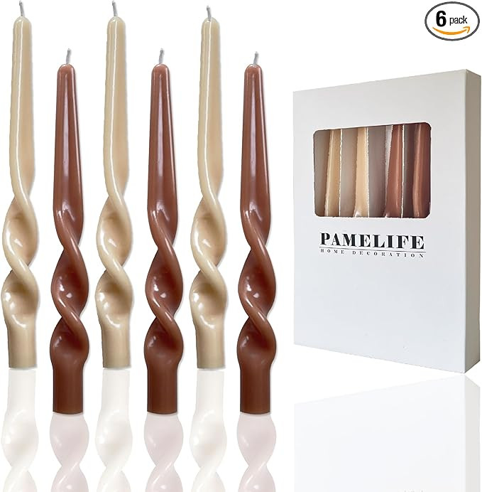 PAMELIFE Spiral Taper Candles - Set of 6 Twisted Candle 9.5 Inch Tall for Home Decoration Holiday... | Amazon (US)