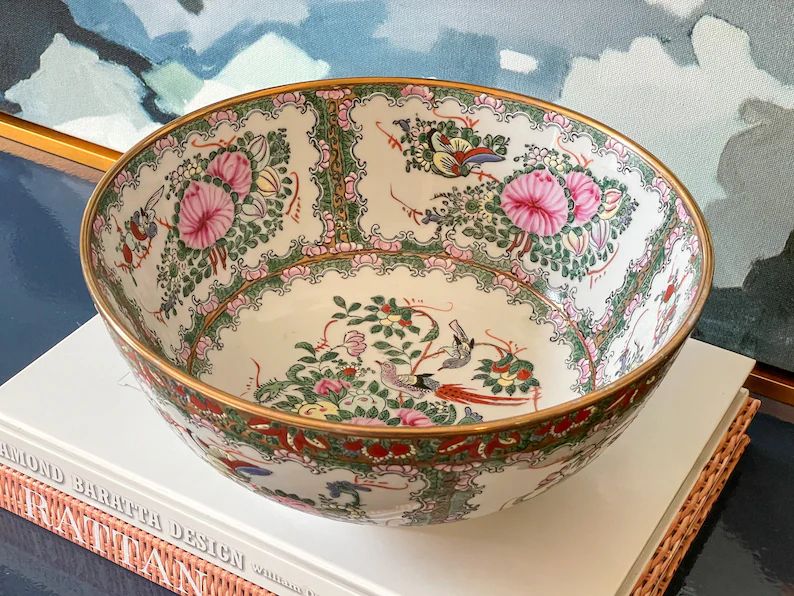 Vintage Large Rose Medallion Bowl // Famille Rose // Andrea by - Etsy | Etsy (US)