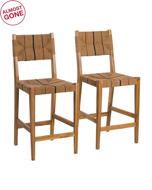 Set Of 2 Woven Striped Counter Stools | TJ Maxx