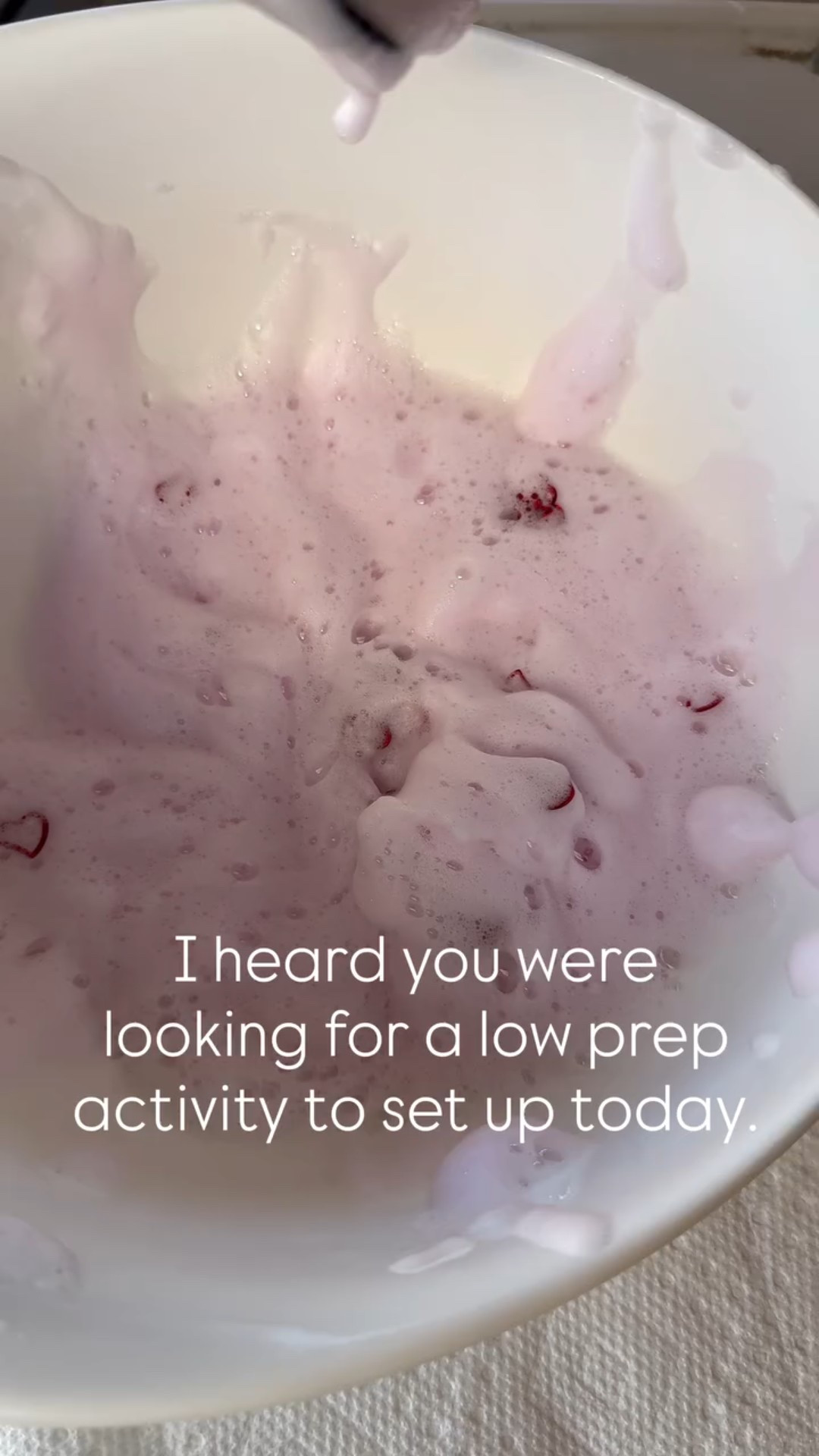 Bubble foam is one of the first sensory bases I made years ago when my oldest was a toddler and it’s still a family favorite! 

Just blend together tear free bubble bath and water! That’s it. 

We added it some food coloring and Valentine loose parts for my boys to scoop out, but that’s totally optional. 

Have you tried this one?

📍 Save for your next low prep activity. 
📩 Follow for more simple play ideas!

#LTKValentine #LTKSeasonal #LTKKids